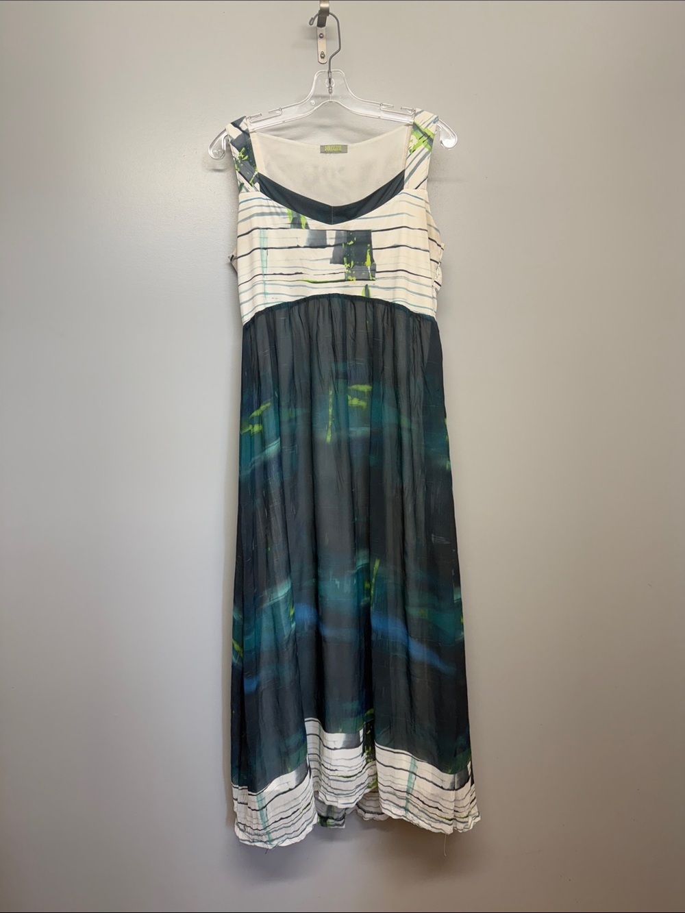 Dolcezza Striped Summer Sleeveless Navy & Teal Maxi Dress